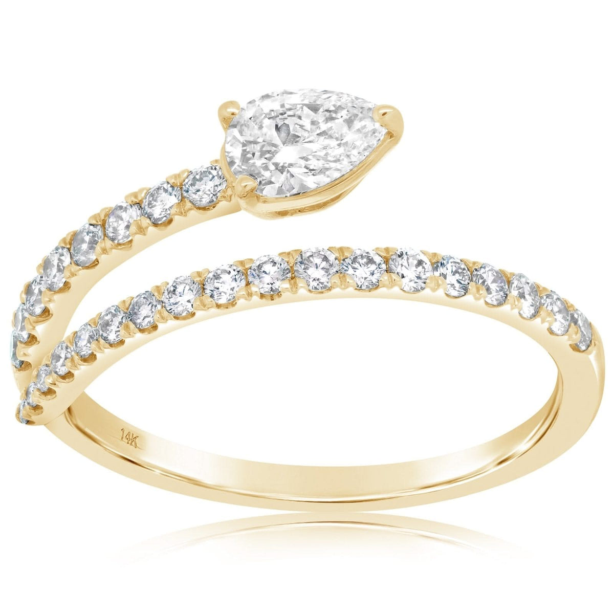 Pear Diamond Bypass Ring