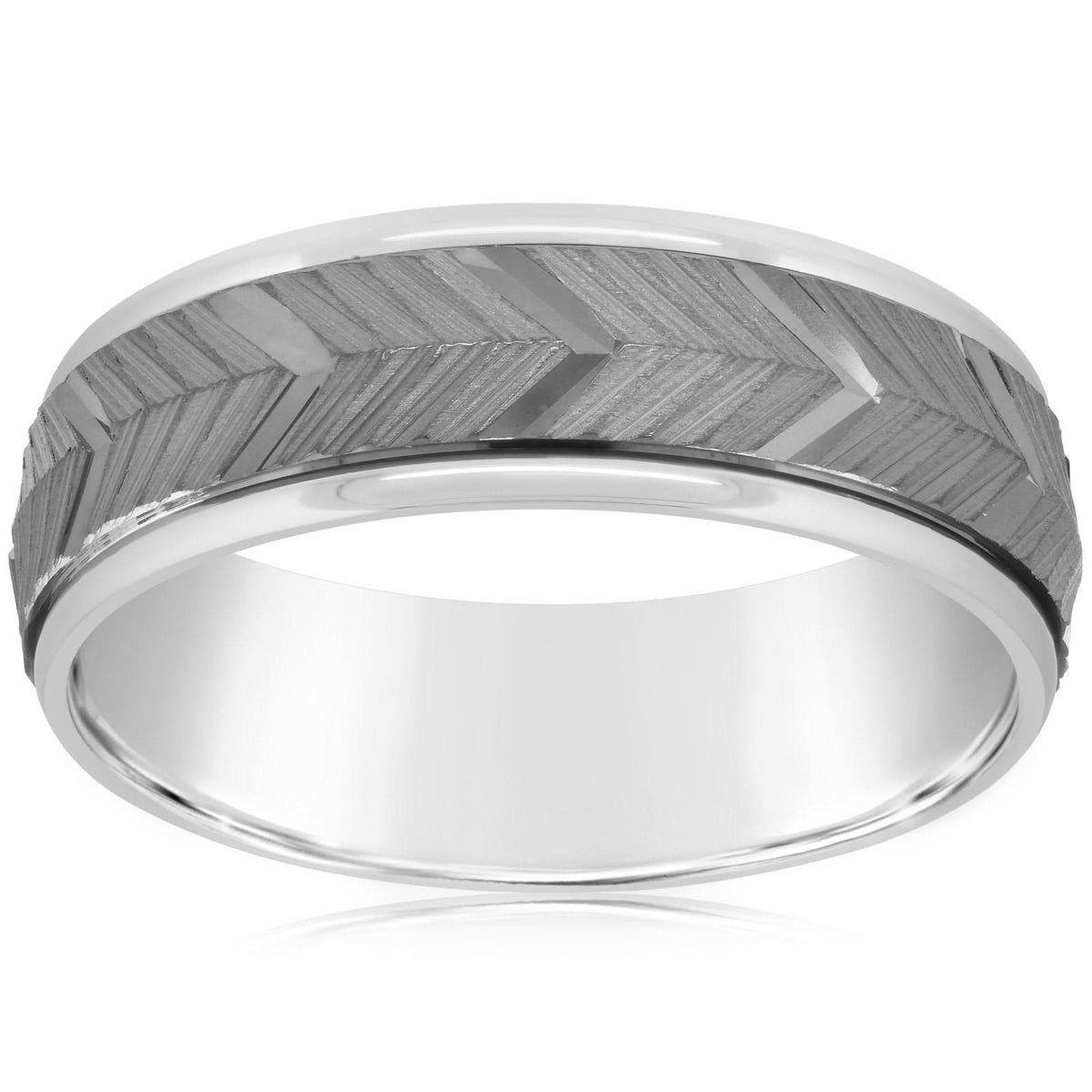 Textured Chevron Wedding Band