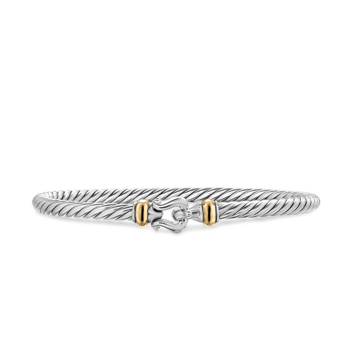DAVID YURMAN Cable Flex Buckle Bracelet in Sterling Silver with 14K Yellow Gold, 4mm