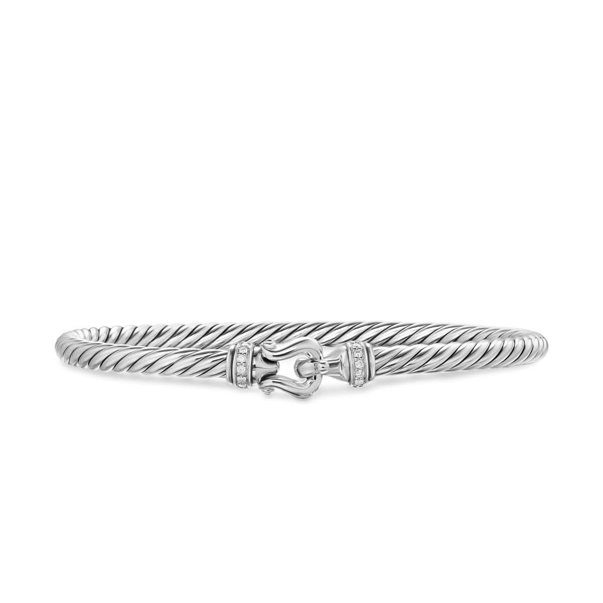DAVID YURMAN Cable Flex Buckle Bracelet in Sterling Silver with Diamonds, 4mm