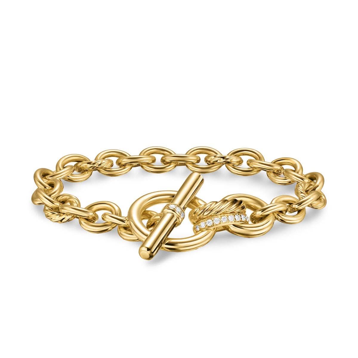 DY Mercer® Toggle Chain Bracelet in 18K Yellow Gold with Diamonds, 8mm