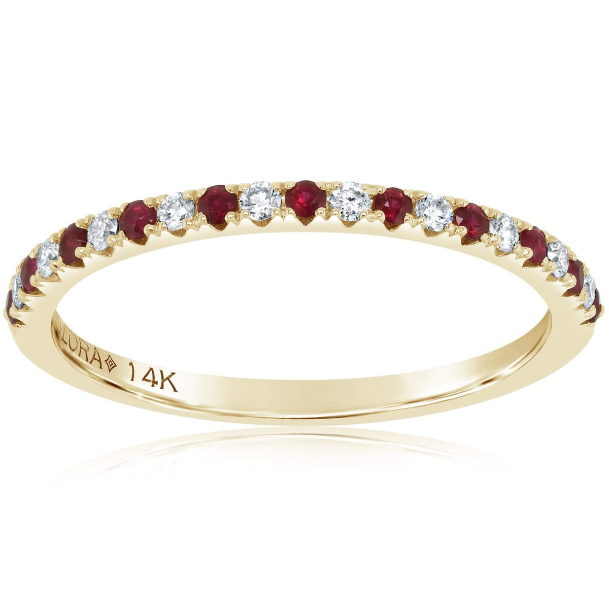 Alternating Yellow Gold Ruby & Diamond Band