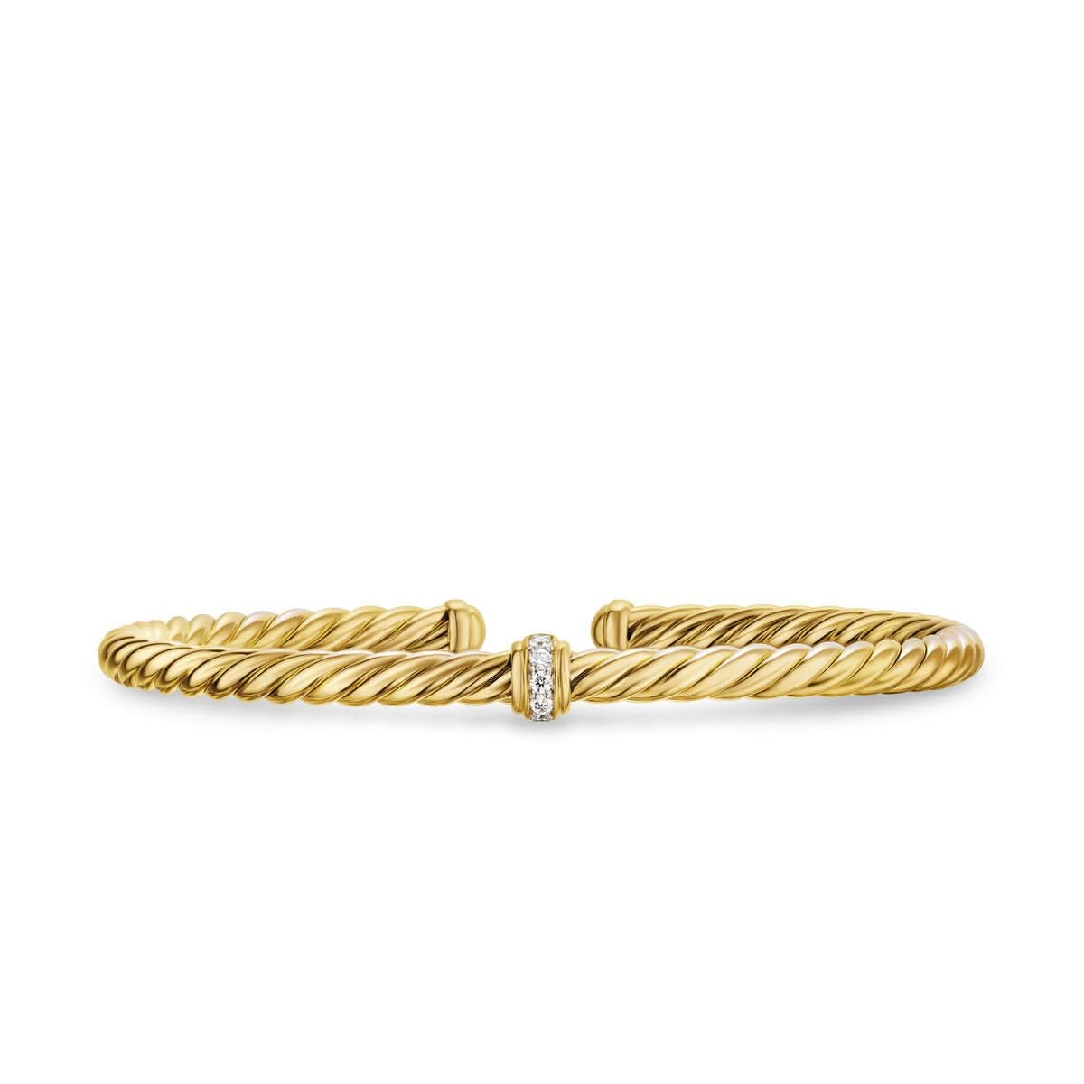 Cablespira® Flex Station Bracelet in 18K Yellow Gold with Diamonds, 4mm