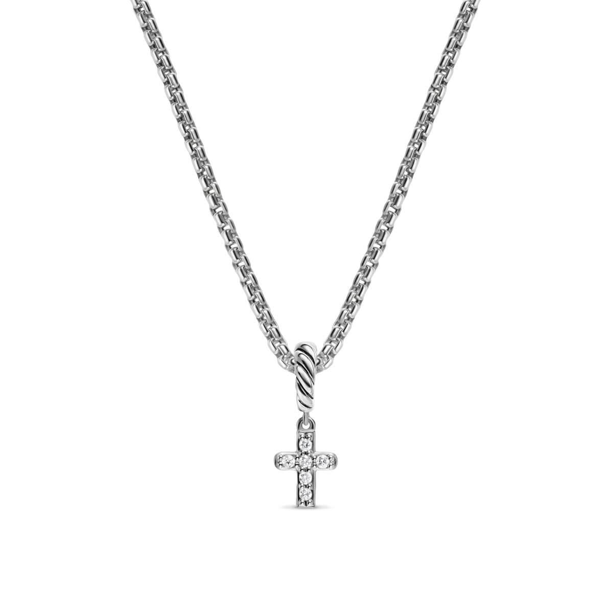 DAVID YURMAN Micro Pavé Cross Amulet in Sterling Silver with Diamonds, 8mm
