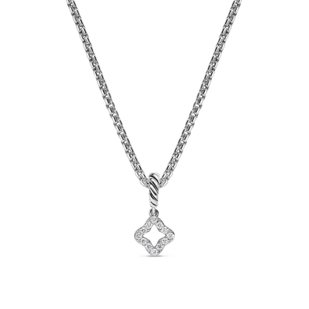 DAVID YURMAN Micro Pavé Quatrefoil Amulet in Sterling Silver with Diamonds, 7.4mm