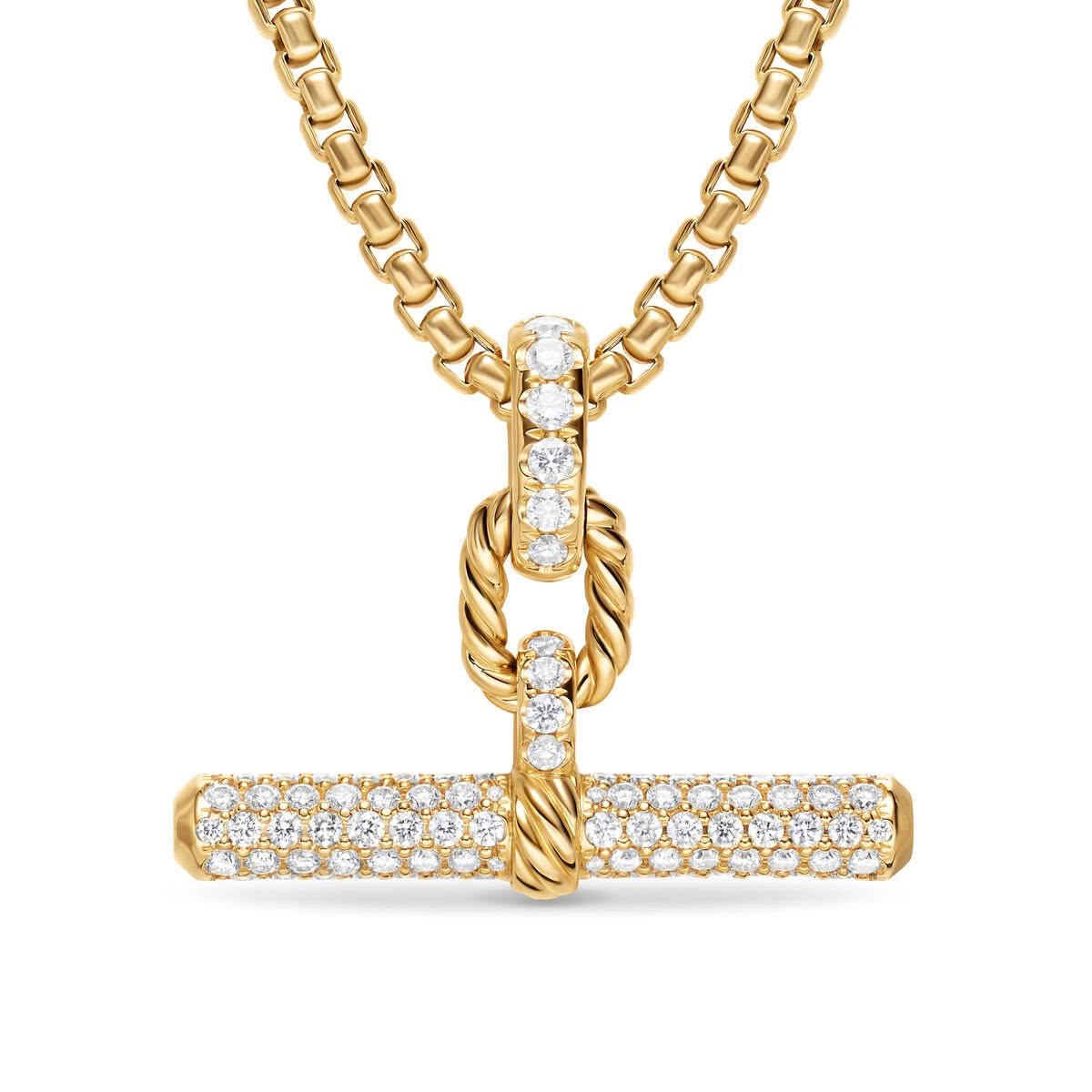 DY Madison® Toggle Pendant in 18K Yellow Gold with Diamonds, 29mm