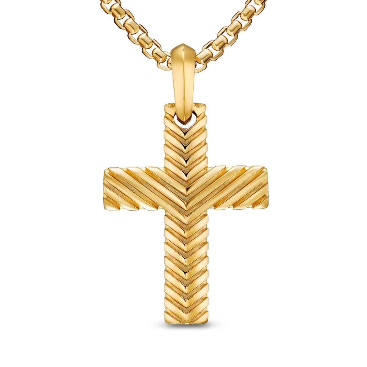 DAVID YURMAN Chevron Cross Pendant in 18K Yellow Gold, 36mm