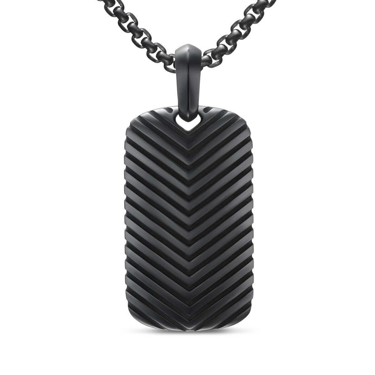DAVID YURMAN Chevron Tag in Black Titanium, 34mm