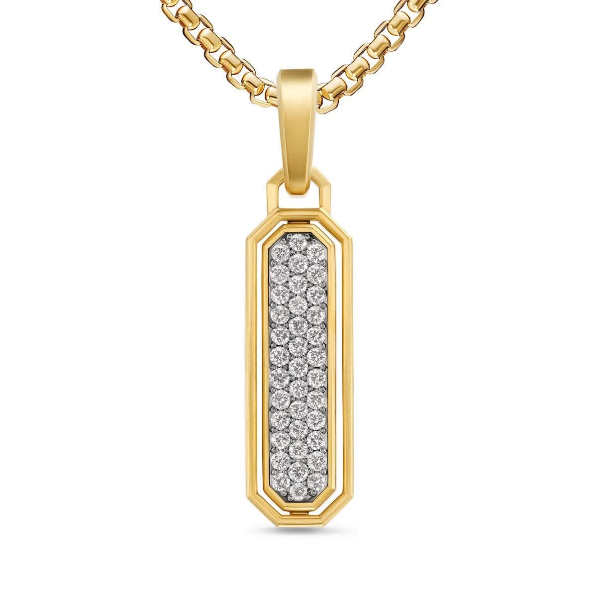 DAVID YURMAN Streamline® Inlay Amulet in 18K Yellow Gold with Black Onyx and Diamonds, 30.7mm