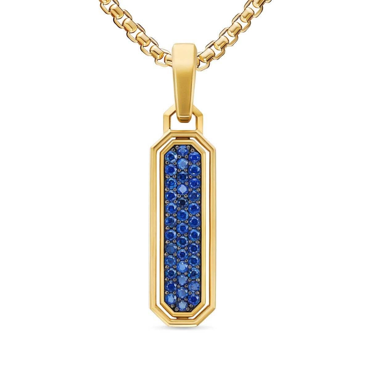 DAVID YURMAN Streamline® Inlay Amulet in 18K Yellow Gold with Lapis and Sapphires, 30.7mm