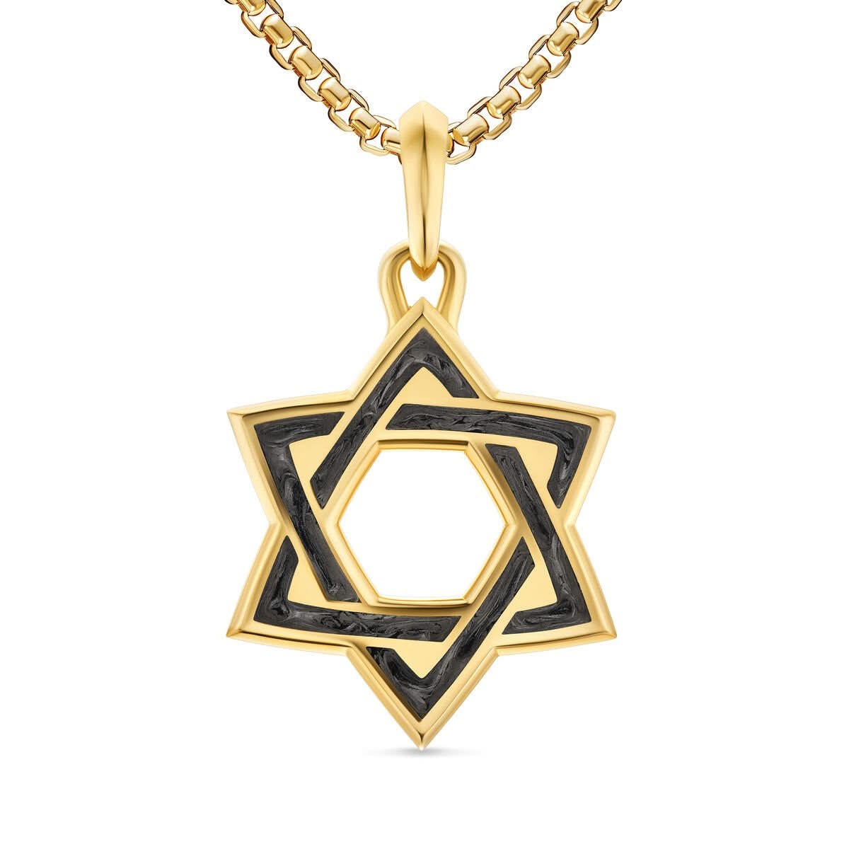 DAVID YURMAN Star of David Amulet in 18K Yellow Gold with Forged Carbon, 25mm
