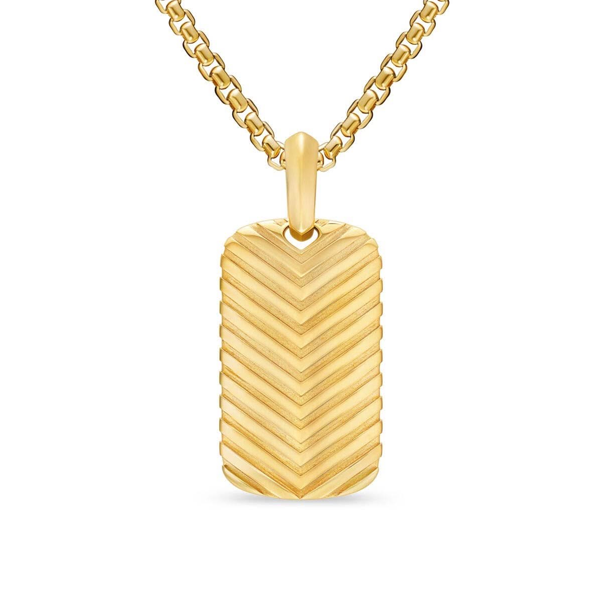 DAVID YURMAN Chevron Tag in 18K Yellow Gold, 27mm