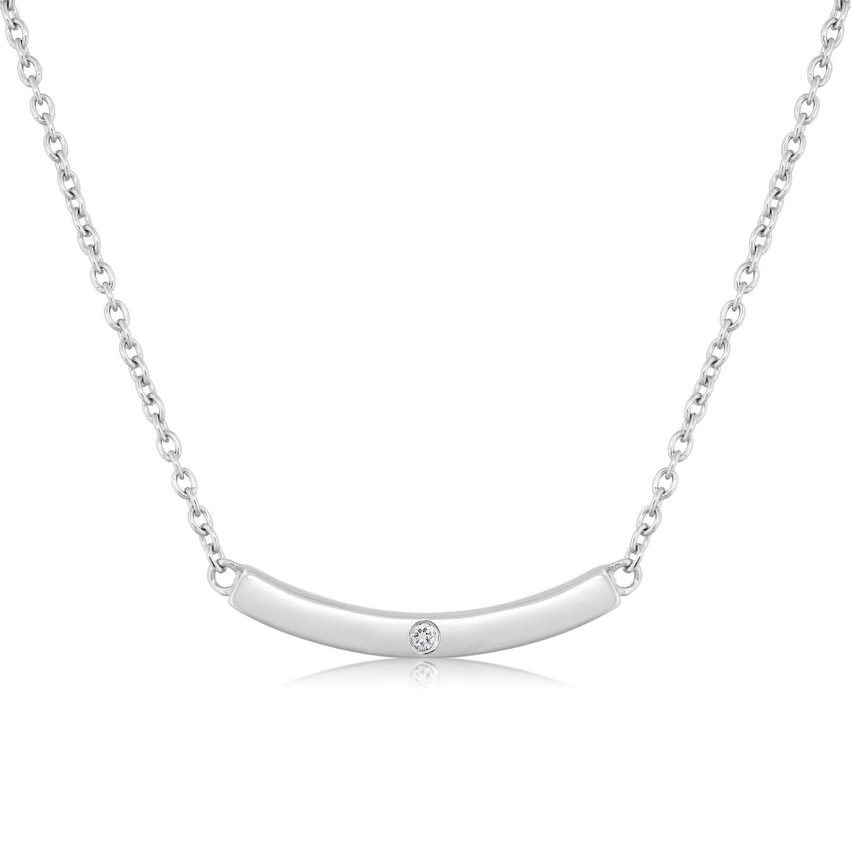 Silver Diamond Bar Necklace