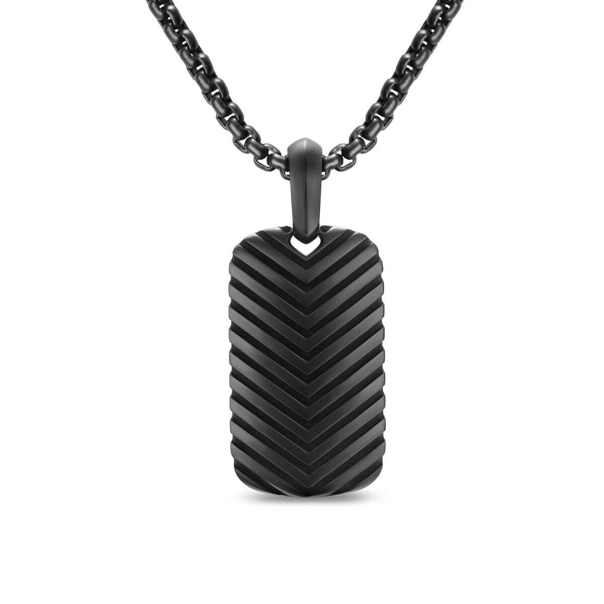 DAVID YURMAN Chevron Tag in Black Titanium, 27mm
