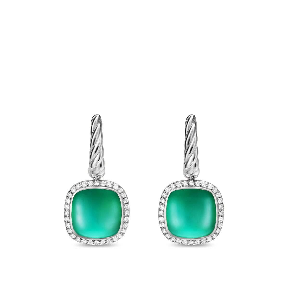 Albion® Drop Earrings in Sterling Silver with Lagoon Orchid and Diamonds, 10mm