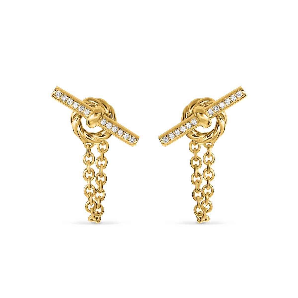DY Mercer® Petite Toggle Stud Earrings in 18K Yellow Gold with Diamonds, 38.2mm