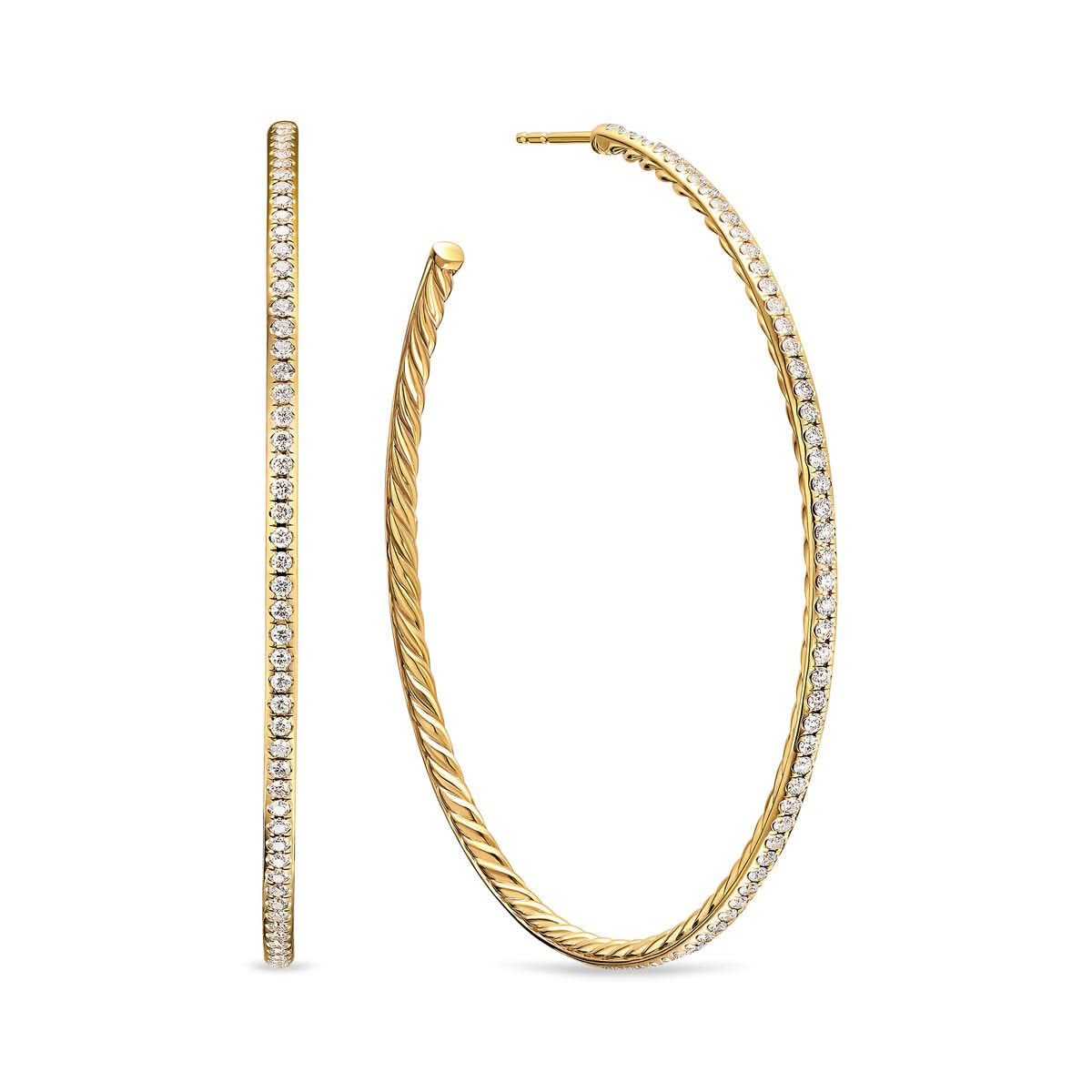 DAVID YURMAN Pavé Hoop Earrings in 18K Yellow Gold with Diamonds, 63.5mm