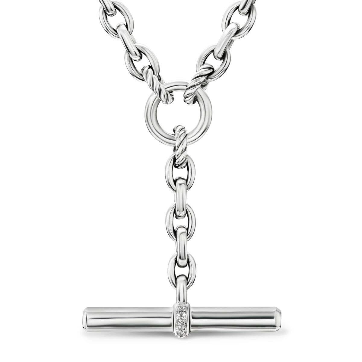 DY Mercer® Petite Toggle Chain Necklace in Sterling Silver with Diamonds, 4.5mm