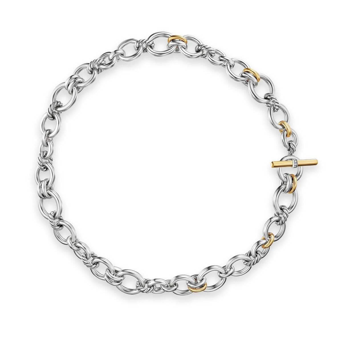 DY Mercer® Chain Necklace in Sterling Silver with Diamonds, 8mm