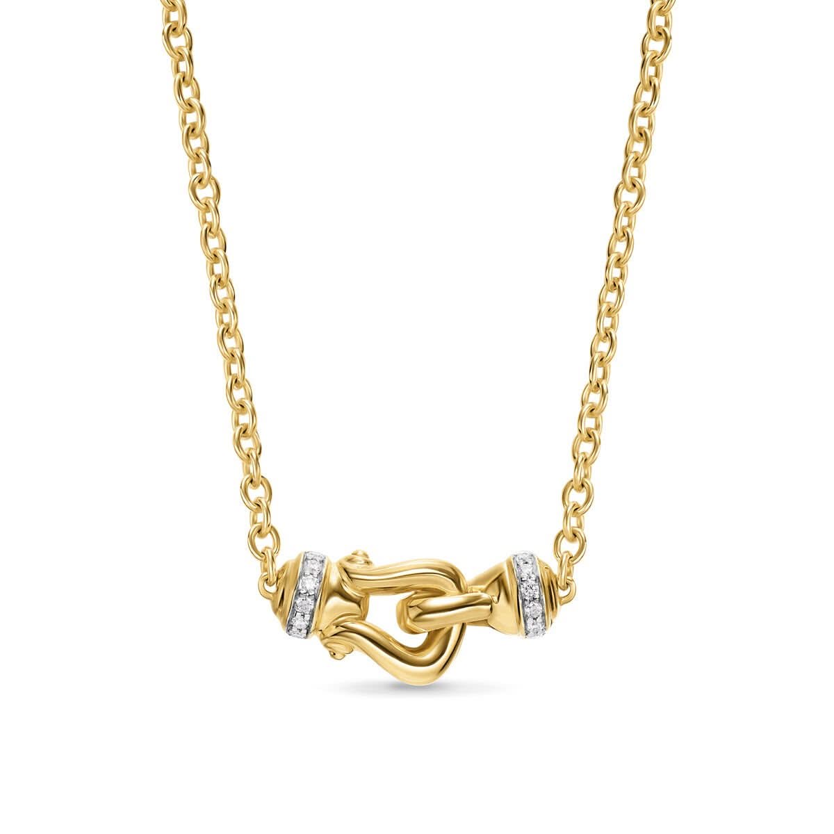 DAVID YURMAN Petite Buckle Necklace in 18K Yellow Gold with Diamonds, 16.2mm