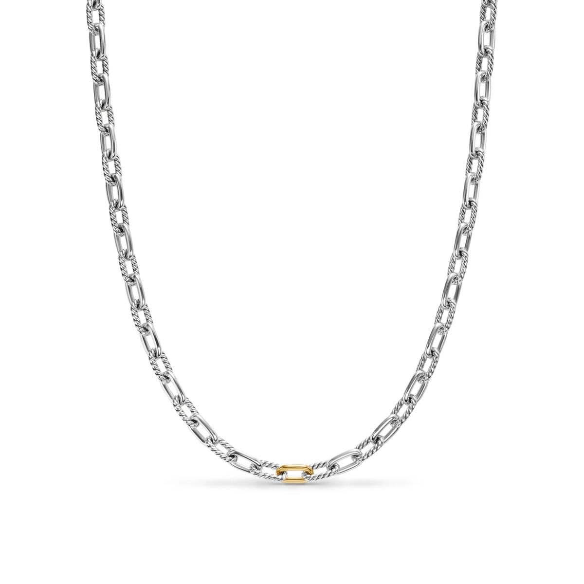DY Madison® Chain Necklace in Sterling Silver with 18K Yellow Gold, 6mm