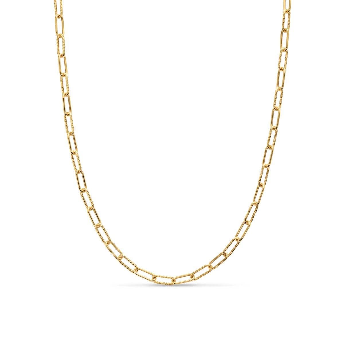 DY Madison® Chain Necklace in 18K Yellow Gold with Diamonds, 4mm