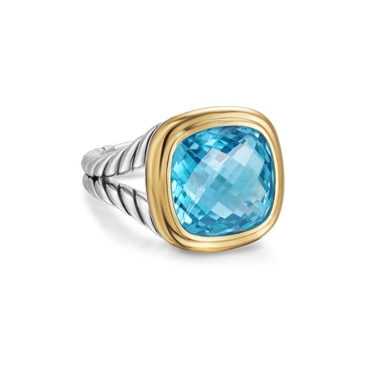 DAVID YURMAN Albion® Ring in Sterling Silver with 18K Yellow Gold and Blue Topaz, 11mm