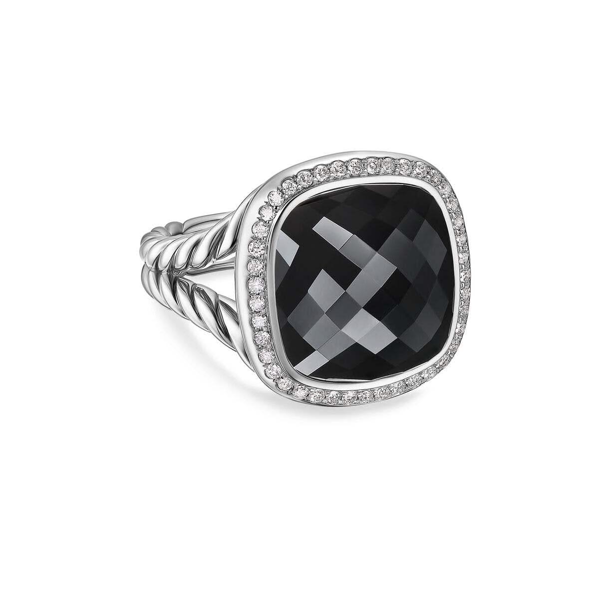 DAVID YURMAN Albion® Ring in Sterling Silver with Black Onyx and Diamonds, 15mm