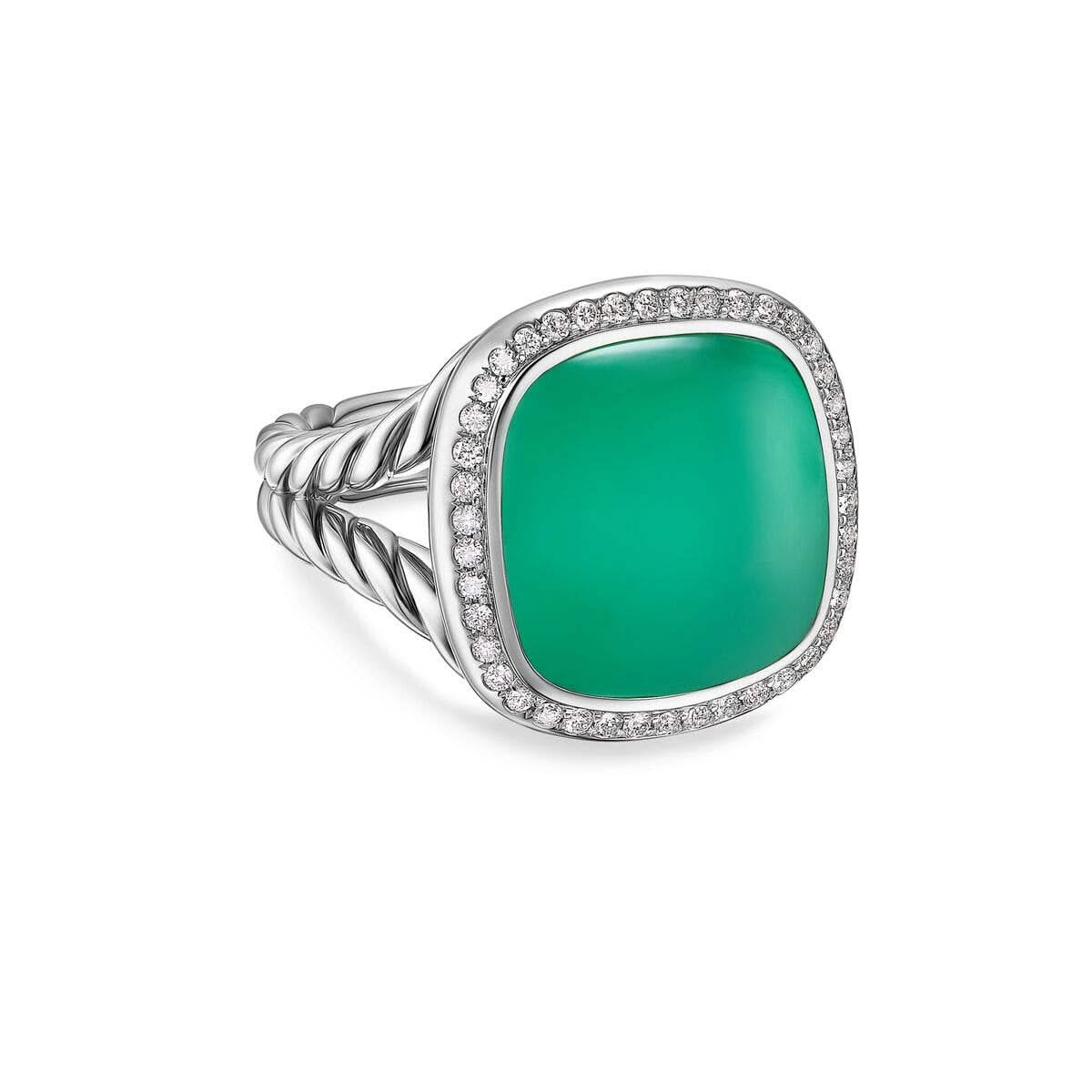 DAVID YURMAN Albion® Oval Ring in Sterling Silver with Lagoon Orchid and Diamonds, 15mm