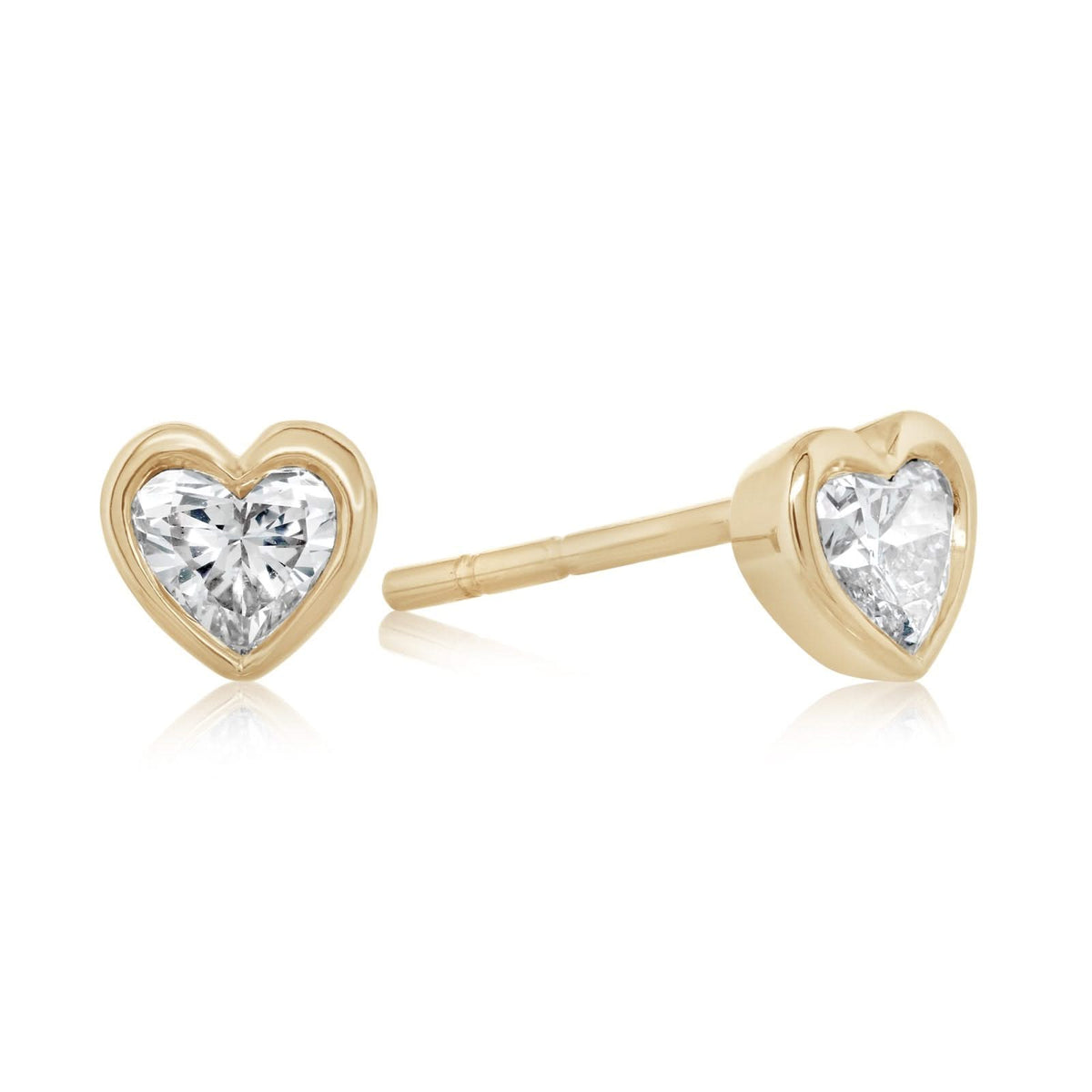 Bezel Heart Diamond Stud Earrings