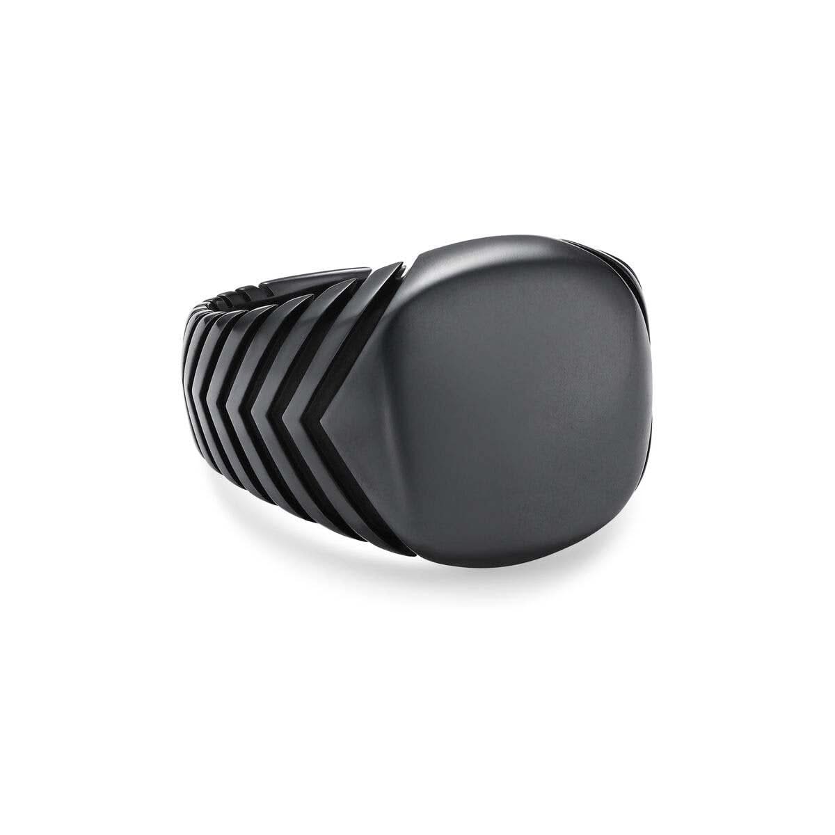 DAVID YURMAN Chevron Signet Ring in Black Titanium, 18mm