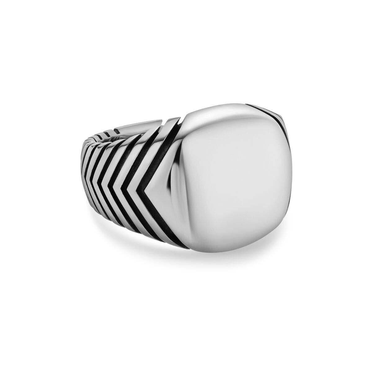DAVID YURMAN Chevron Signet Ring in Sterling Silver, 18mm