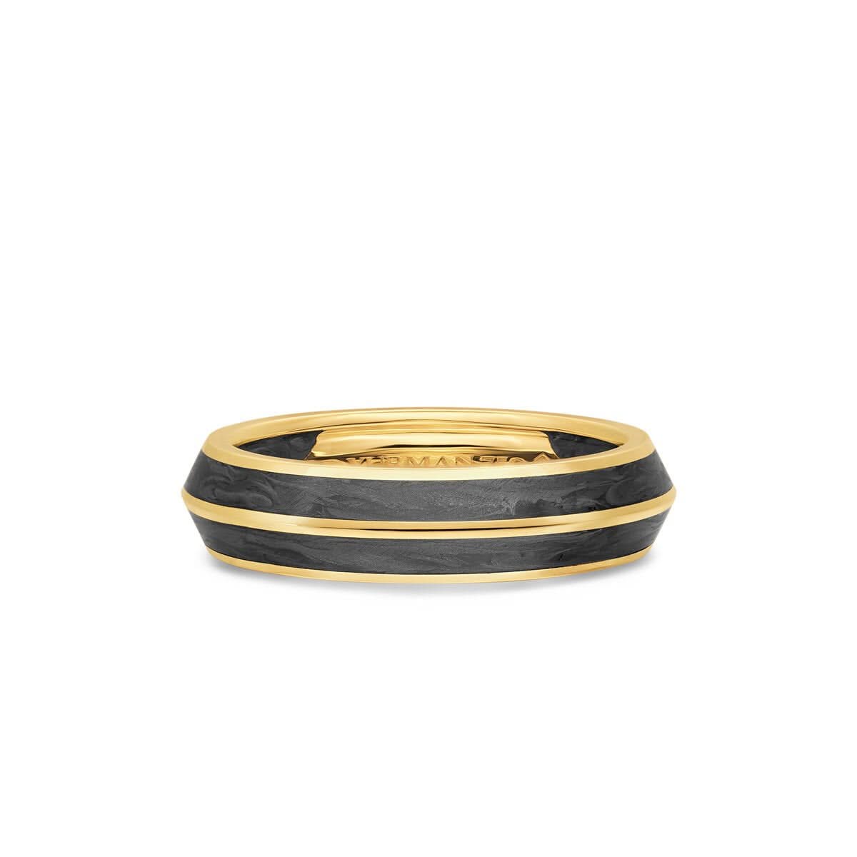 DAVID YURMAN Knife Edge Band Ring in 18K Yellow Gold with Forged Carbon, 6mm