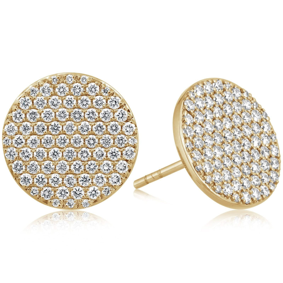 Yellow Gold Diamond Pavé Disc Earrings