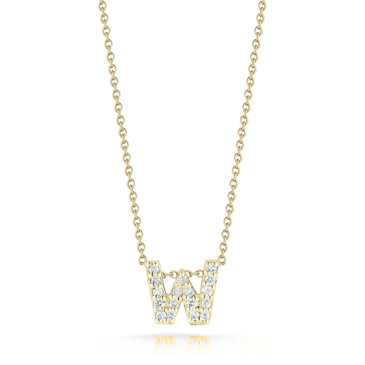 ROBERTO COIN Tiny Treasures Diamond Love Letter "W" Necklace