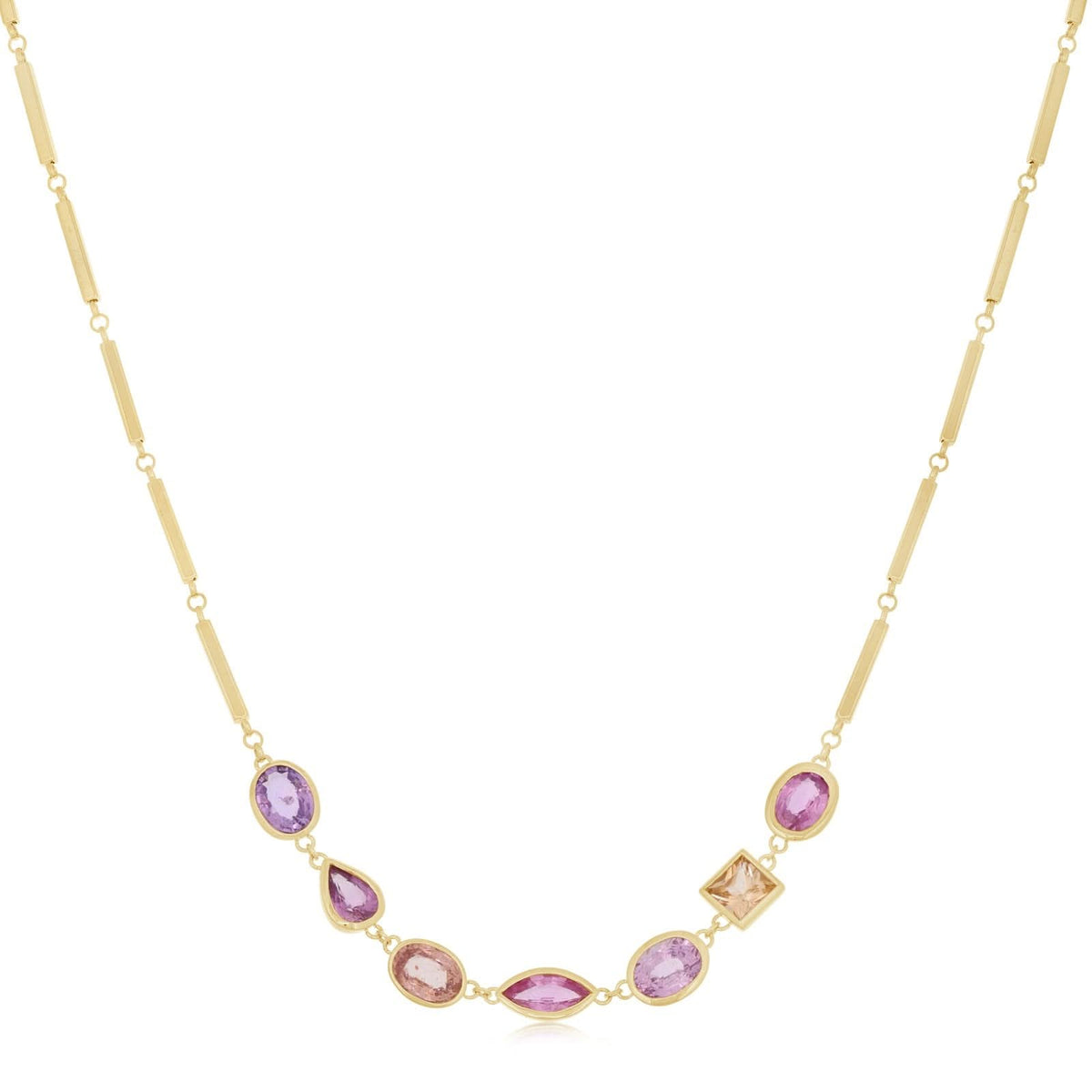 Mixed Shape Pink Sapphire Necklace