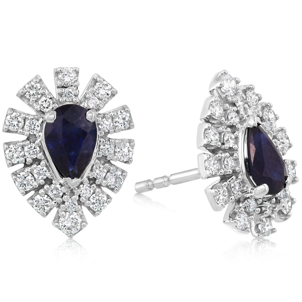 Pear Sapphire & Diamond Fashion Earrings