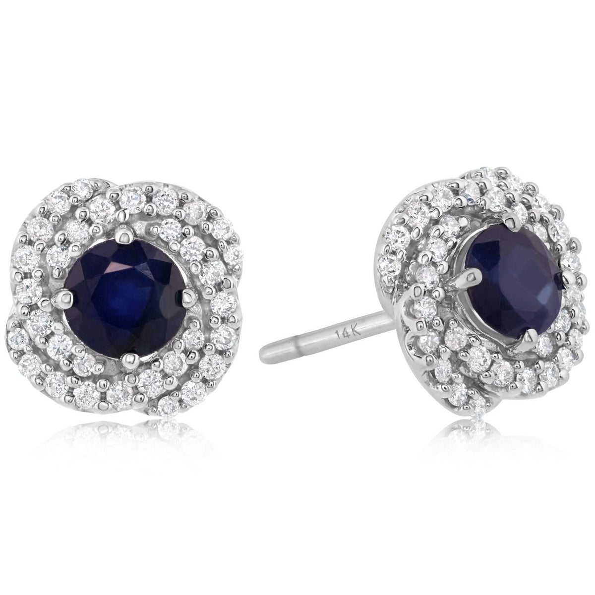 Sapphire & Diamond Swirl Stud Earrings