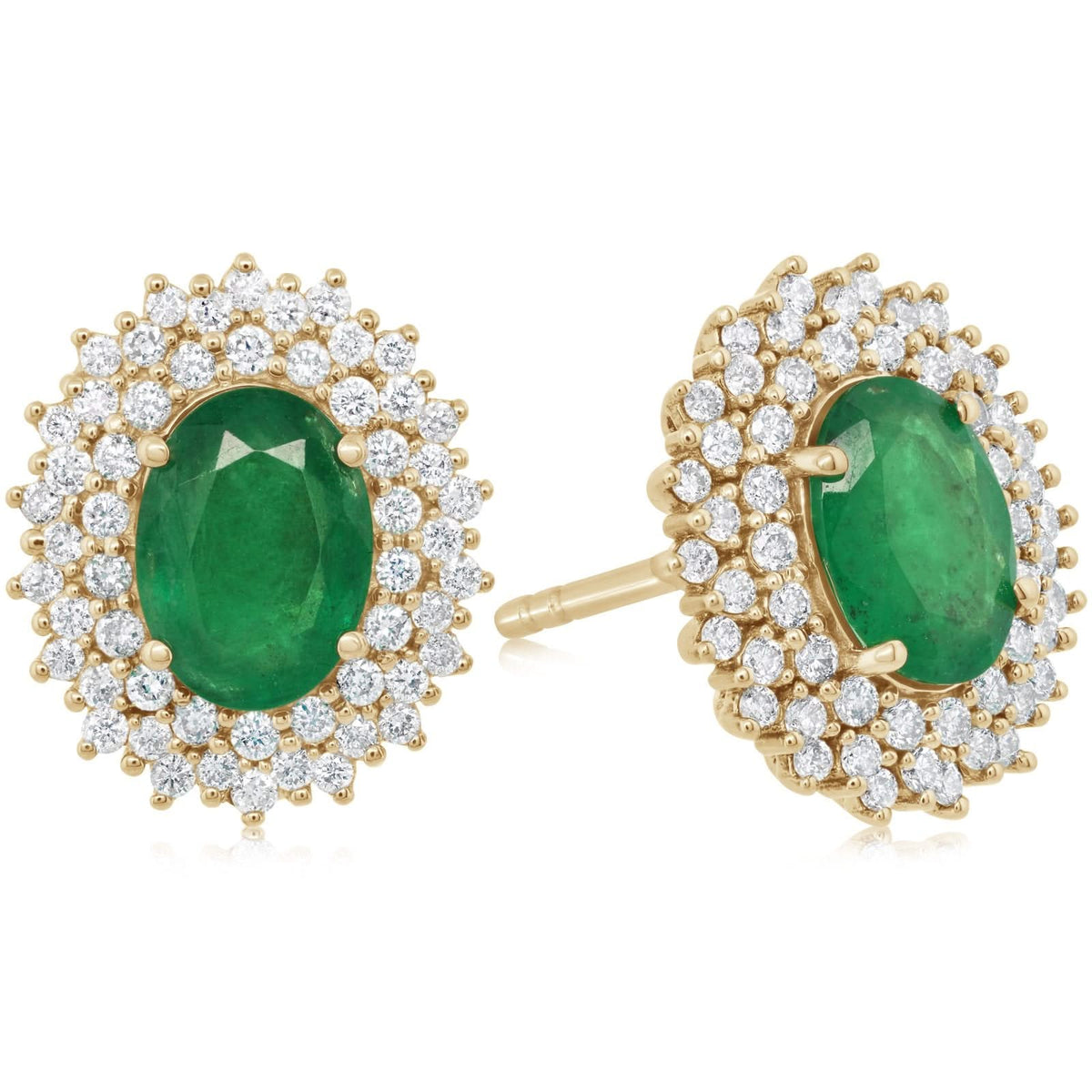 Oval Emerald & Diamond Earrings