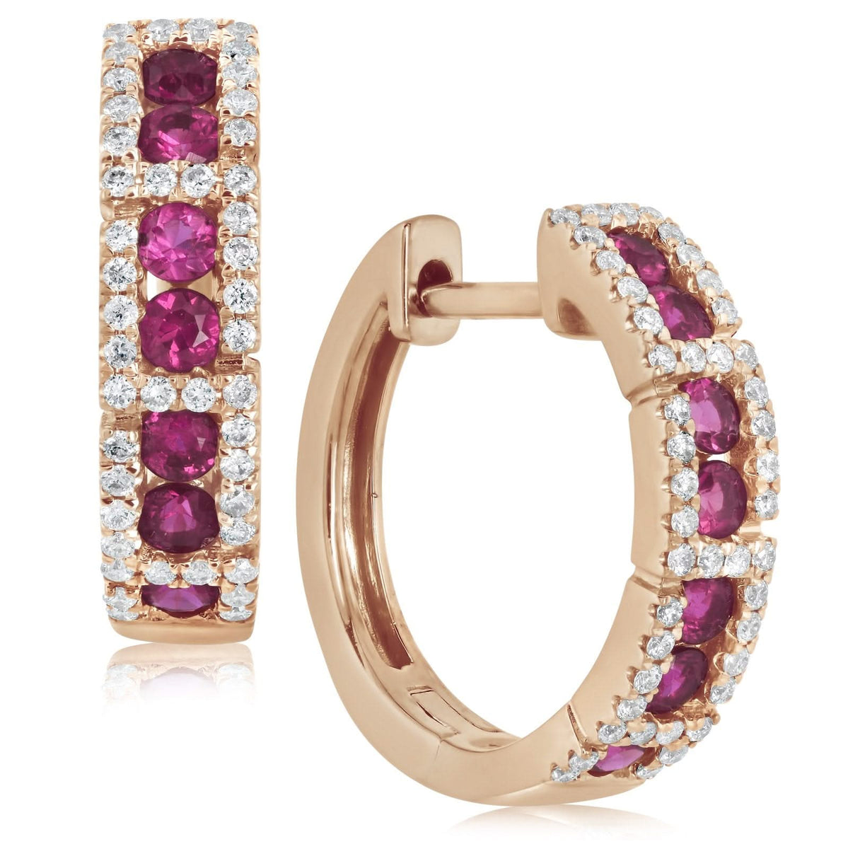 Ruby & Diamond Hoop Earrings