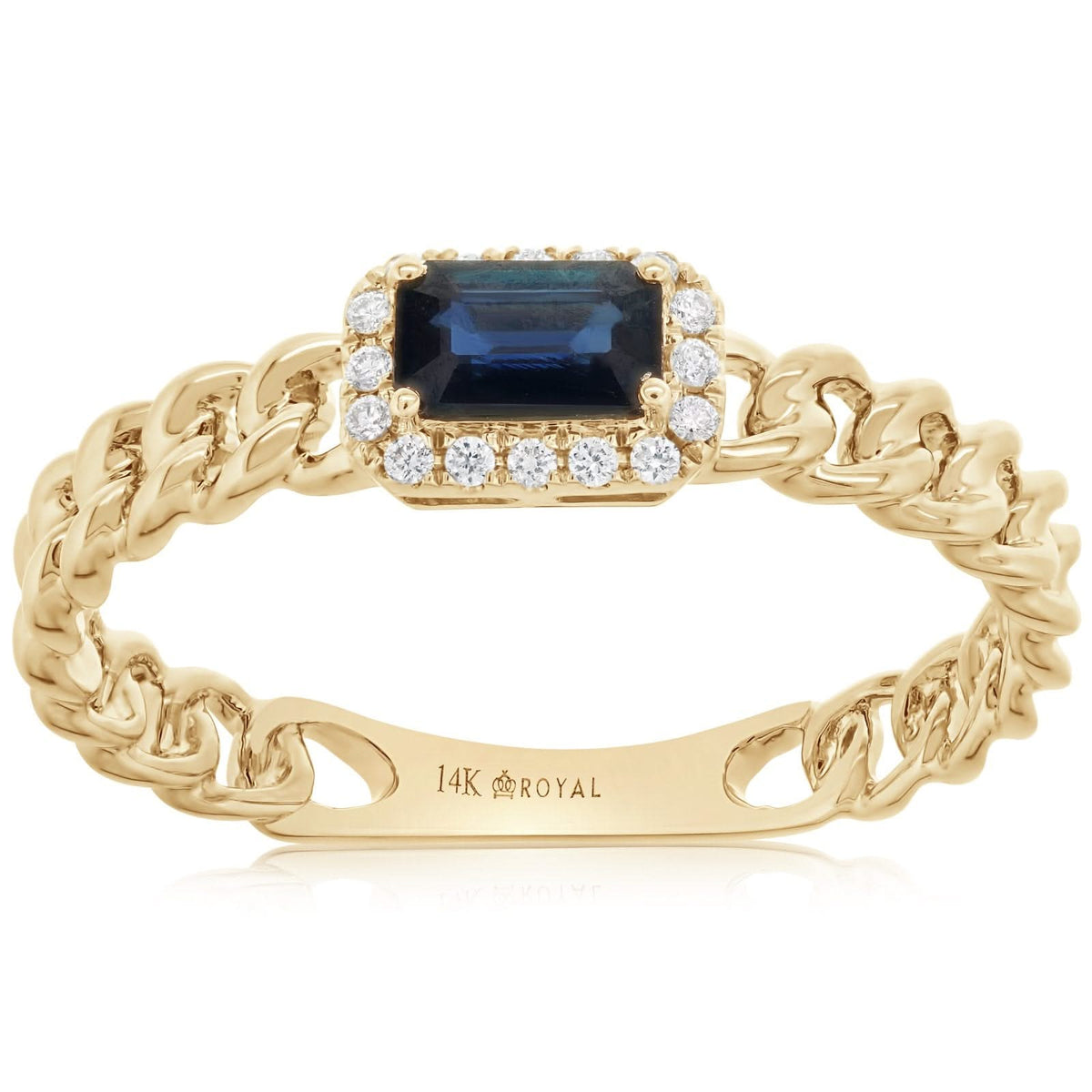 Sapphire & Diamond Chain Link Ring