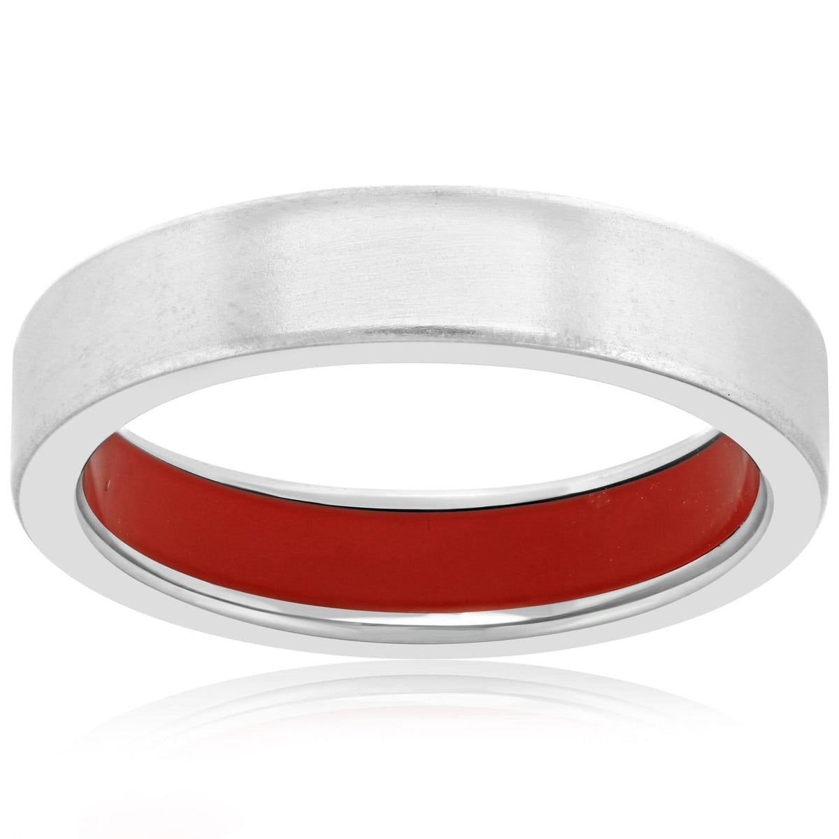 Zircon Red Ceramic Brushed Wedding Band