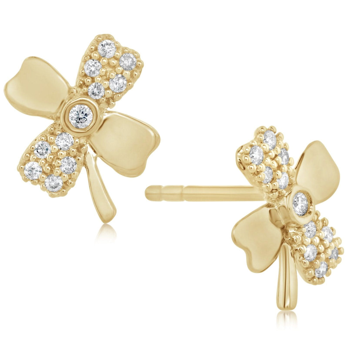 Diamond Clover Stud Earrings