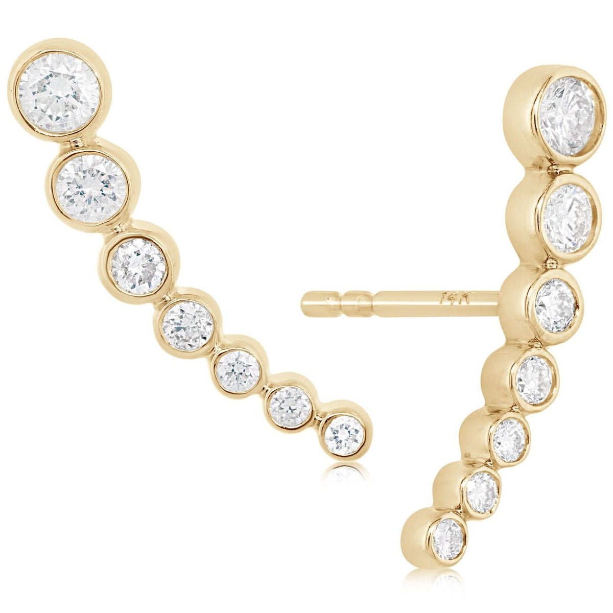 Graduated Diamond Climbers Stud Earrings