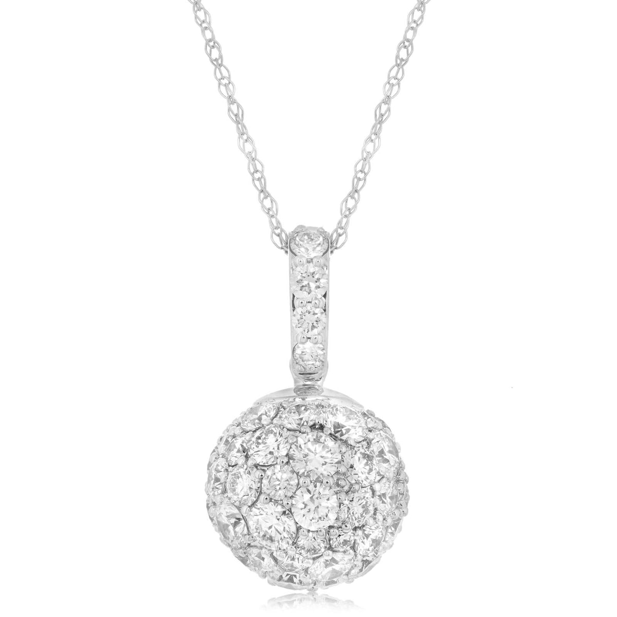 Pave Diamond Ball Pendant Necklace