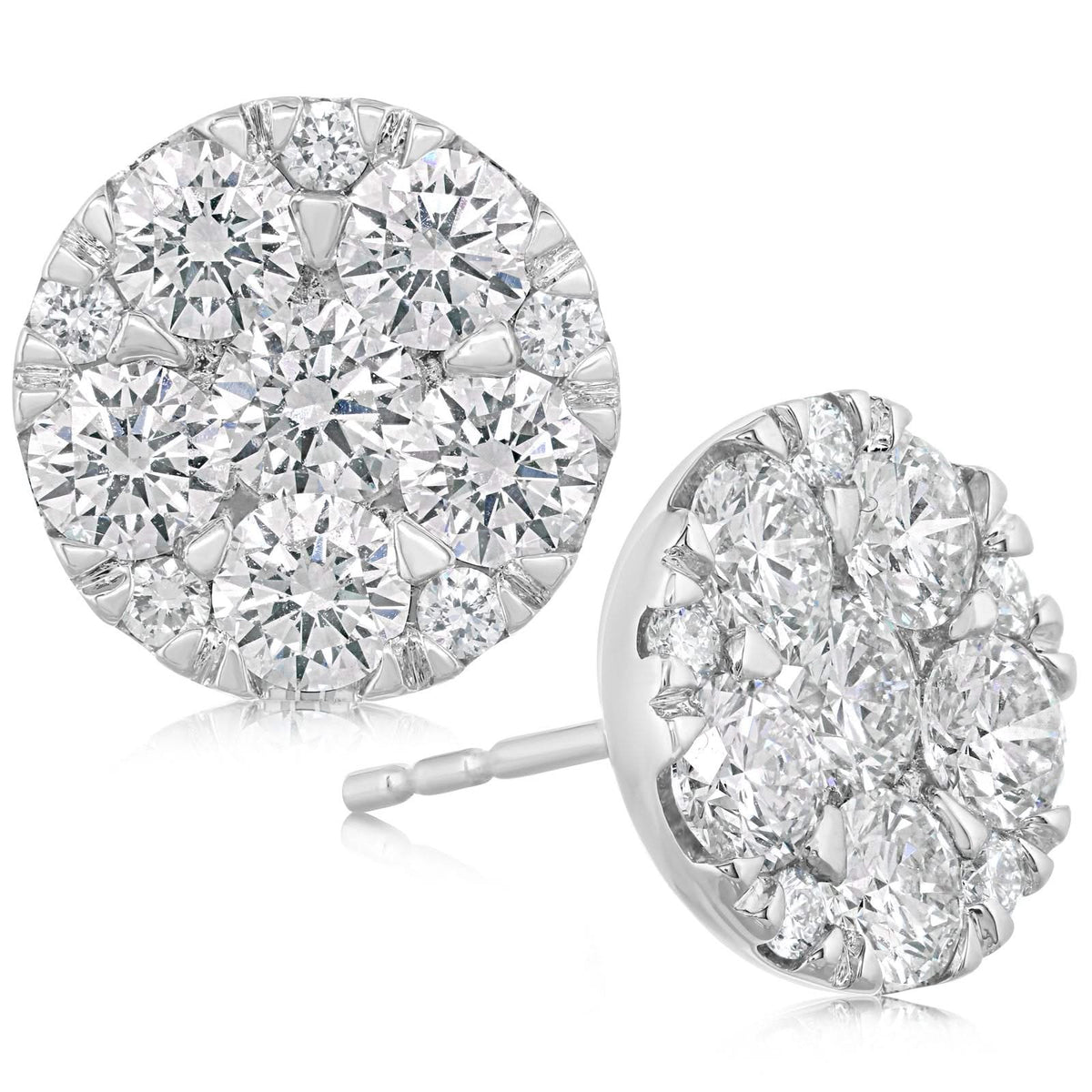 Clustered Diamond Stud Earrings