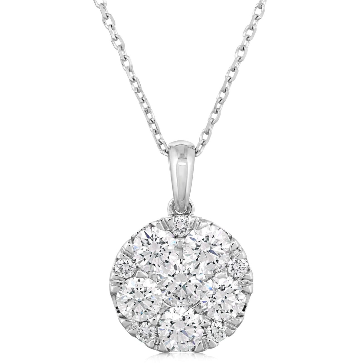 Clustered Diamond Pendant Necklace