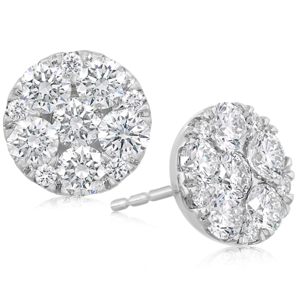 1.50 Carat Cluster Diamond Circle Earrings