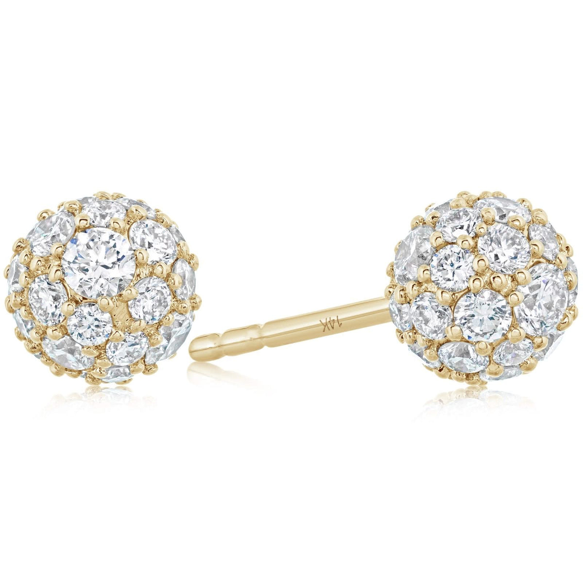 1.05 Carat Pave Diamond Ball Earrings