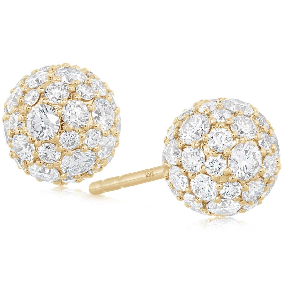 2.00 Carat Pave Diamond Ball Earrings